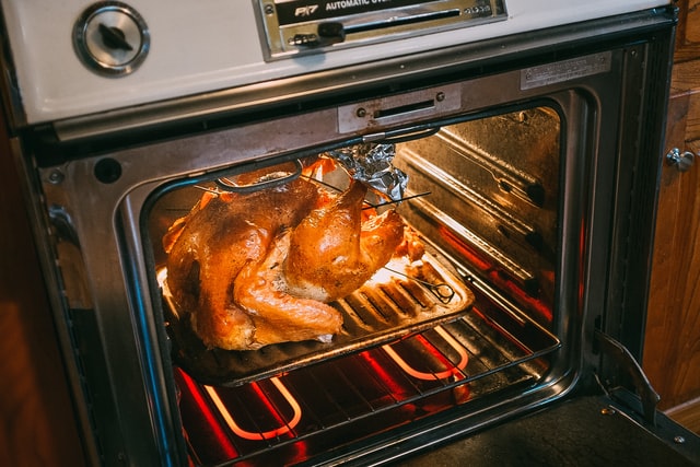 thanksgiving turkey in the oven